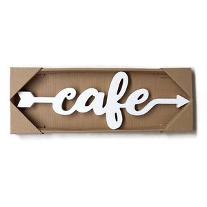 Cafe Cursive White Cutout Word Design Wall Kitchen Coffee Shop
